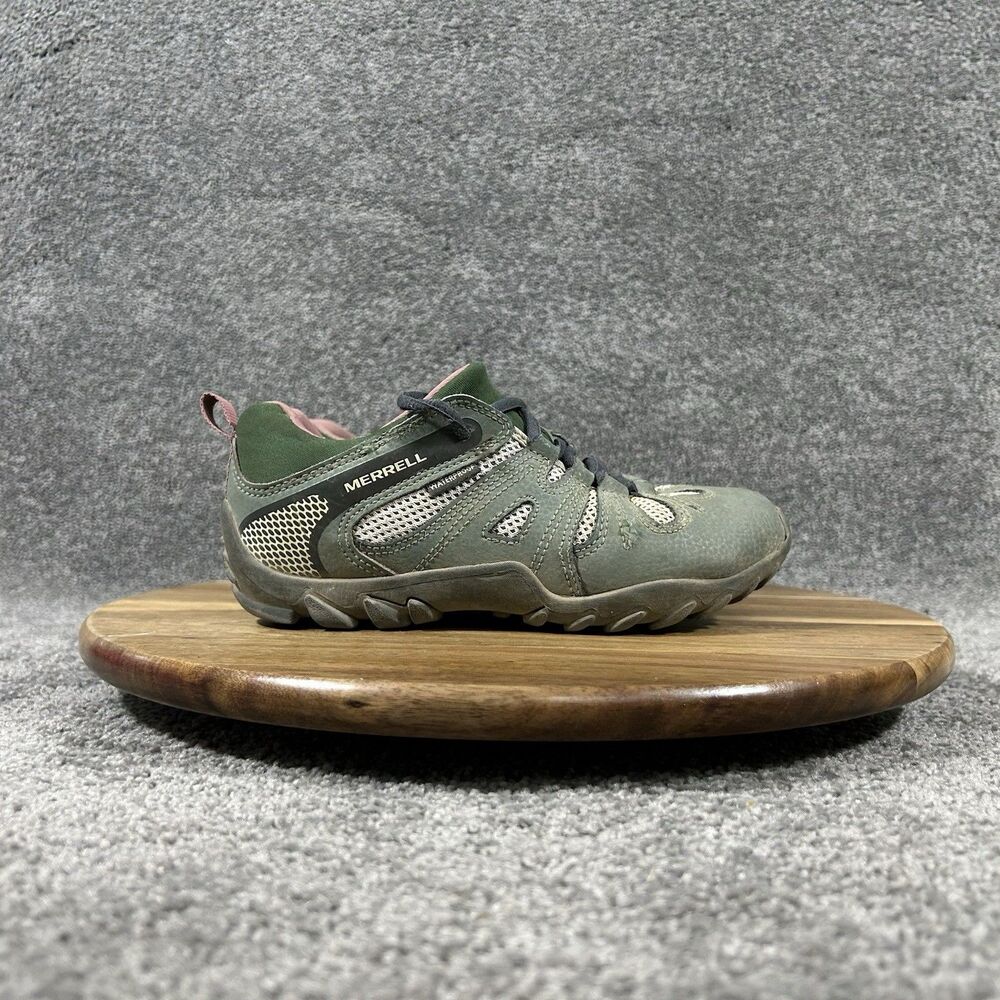Merrell Chameleon 8 Stretch Low Kids Sz 13.5 Green Waterproof Hiking Shoes Used